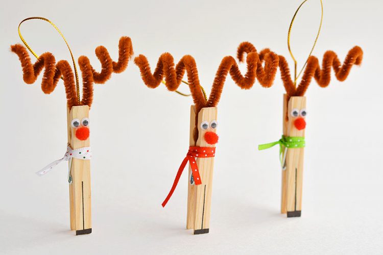 Clothespin reindeer Christmas ornaments