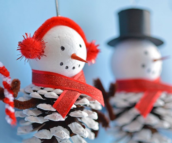 Pine Cone Snowman Ornaments