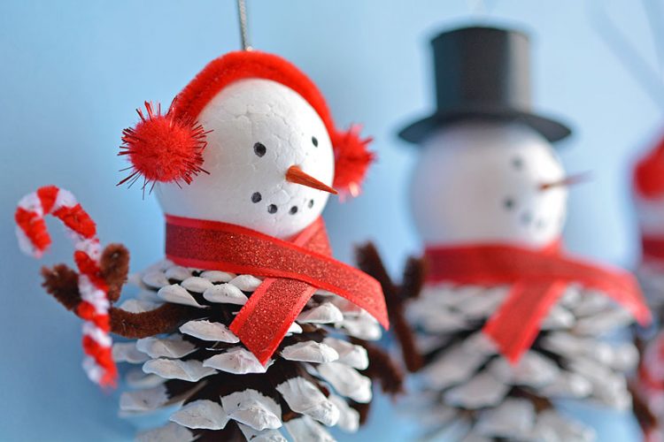 Pinecone snowman ornaments