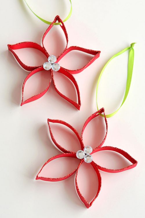 DIY Christmas Ornaments - Paper Roll Poinsettia Ornament