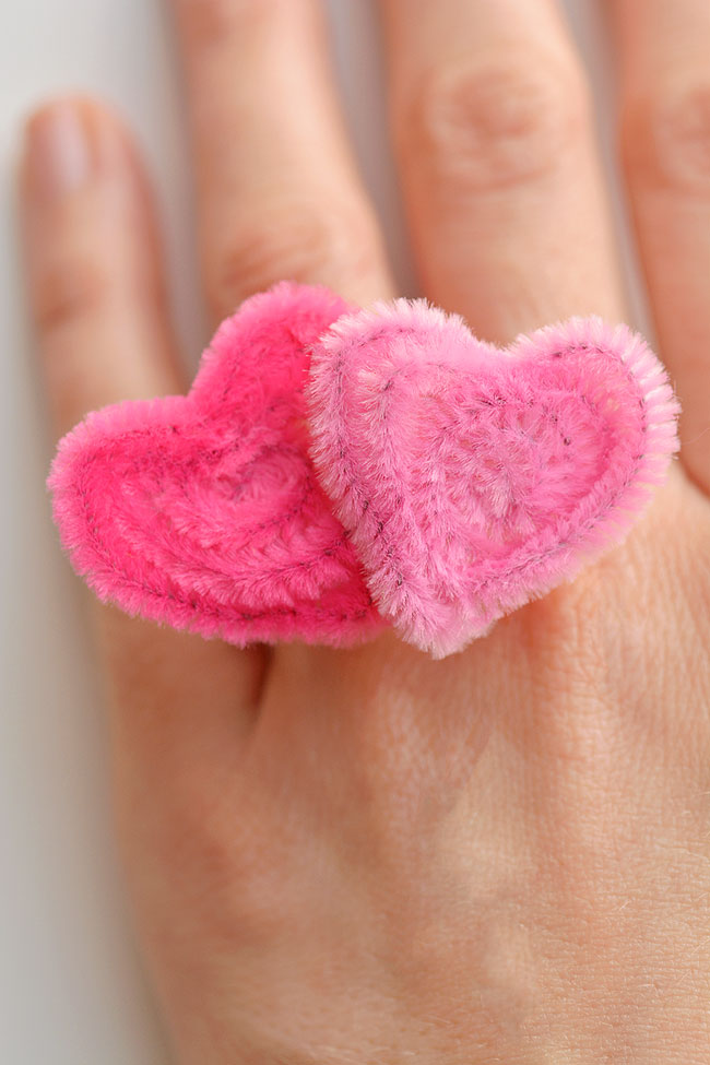 Cute heart ring made from pipe cleaners