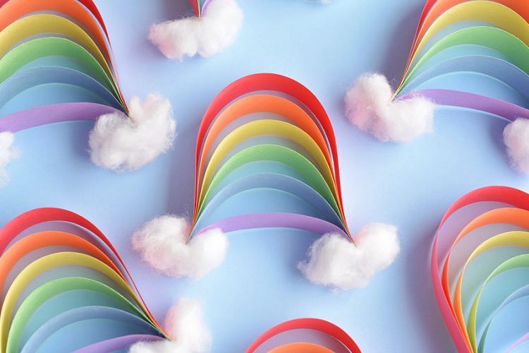 Paper strip rainbows