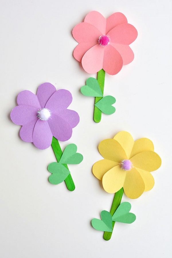 How to Make Construction Paper Flowers (From cut out heart shapes!)