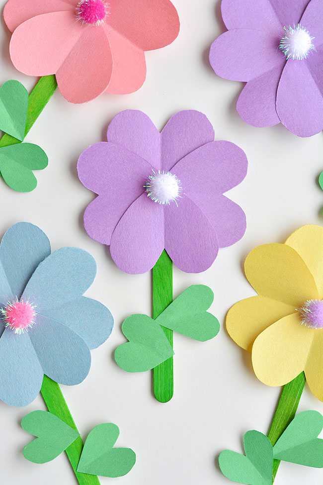 How to Make Construction Paper Flowers (From cut out heart shapes!)