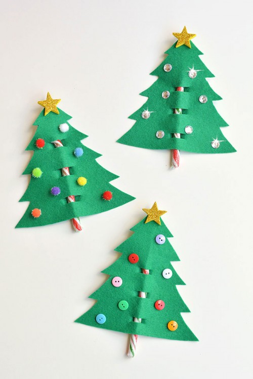 DIY Christmas Ornaments - Felt and Candy Cane Tree