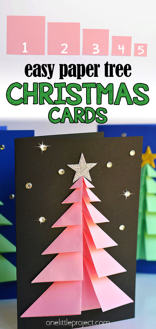 Easy paper tree Christmas cards