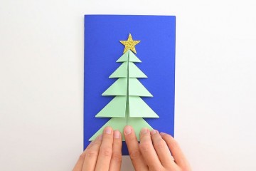 Christmas Tree Card | Easy 3D Paper Tree Card - One Little Project