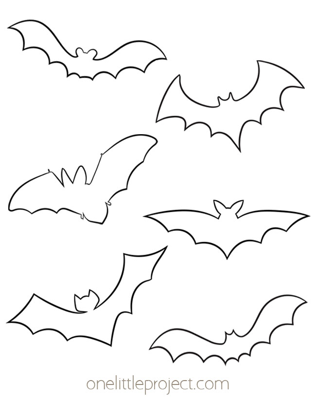 Six different bat outline templates in one image