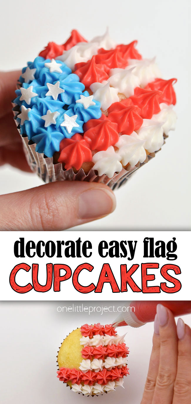 Pin image for decorate easy flag cupcakes