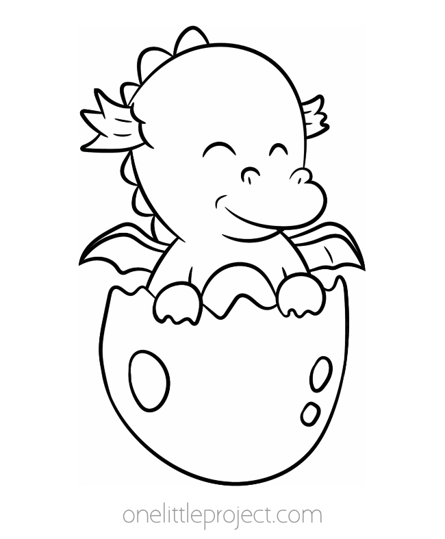 Smiling dragon half in an egg