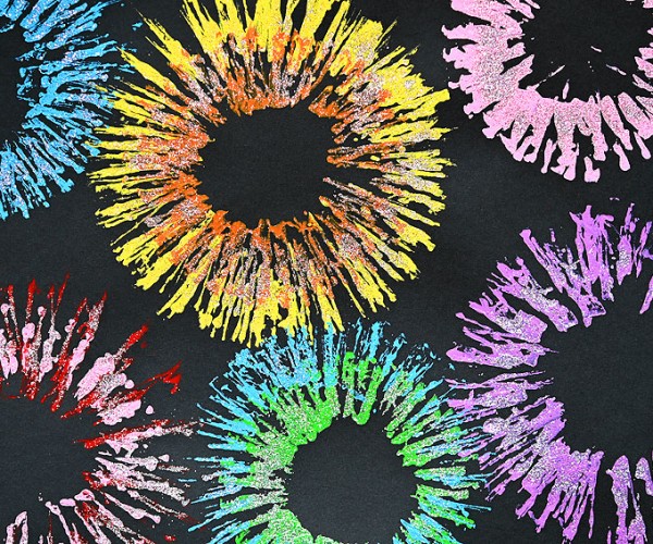 Paper roll fireworks painting
