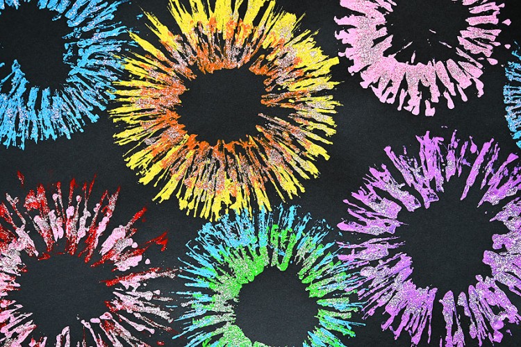 Paper roll fireworks painting