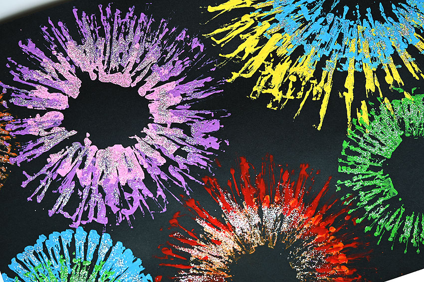 Closeup of a fireworks painting