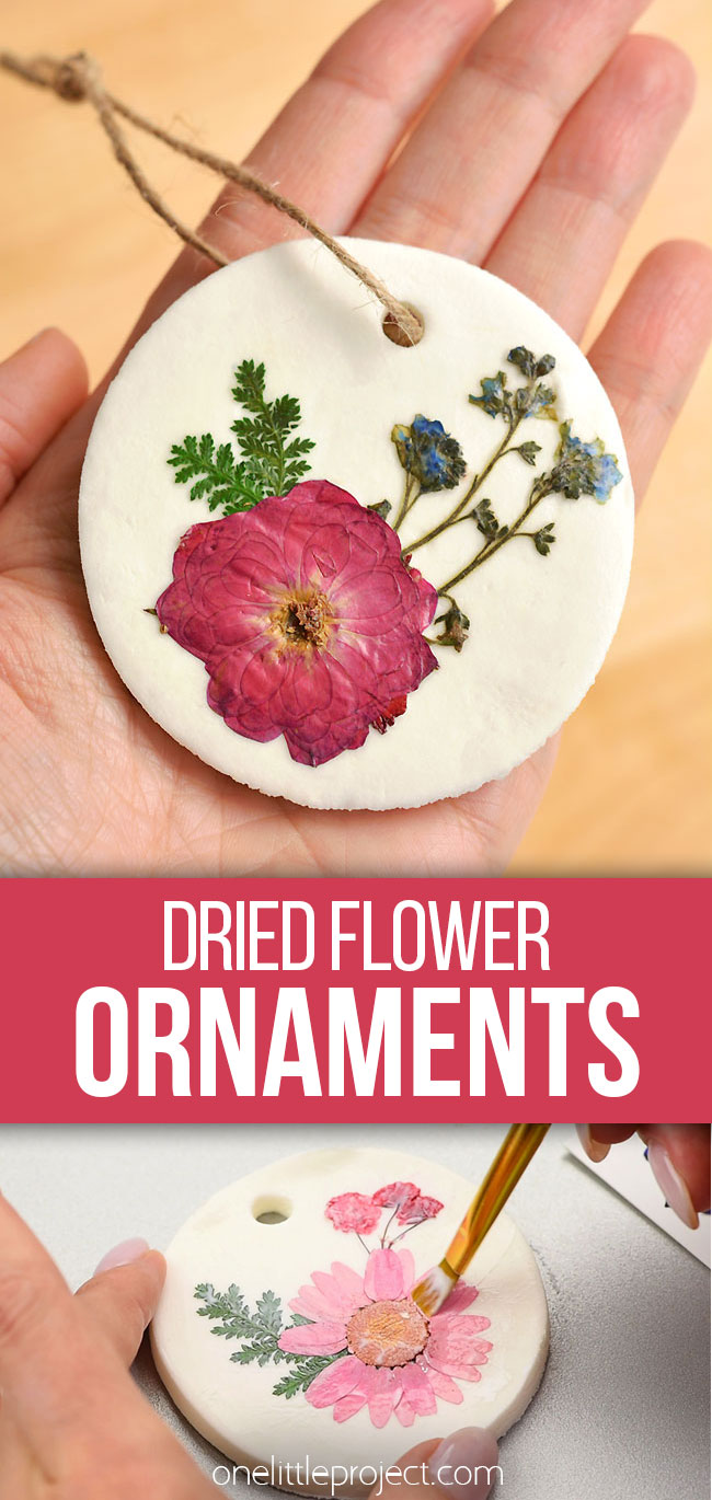 Dried pressed flower clay ornaments pin image
