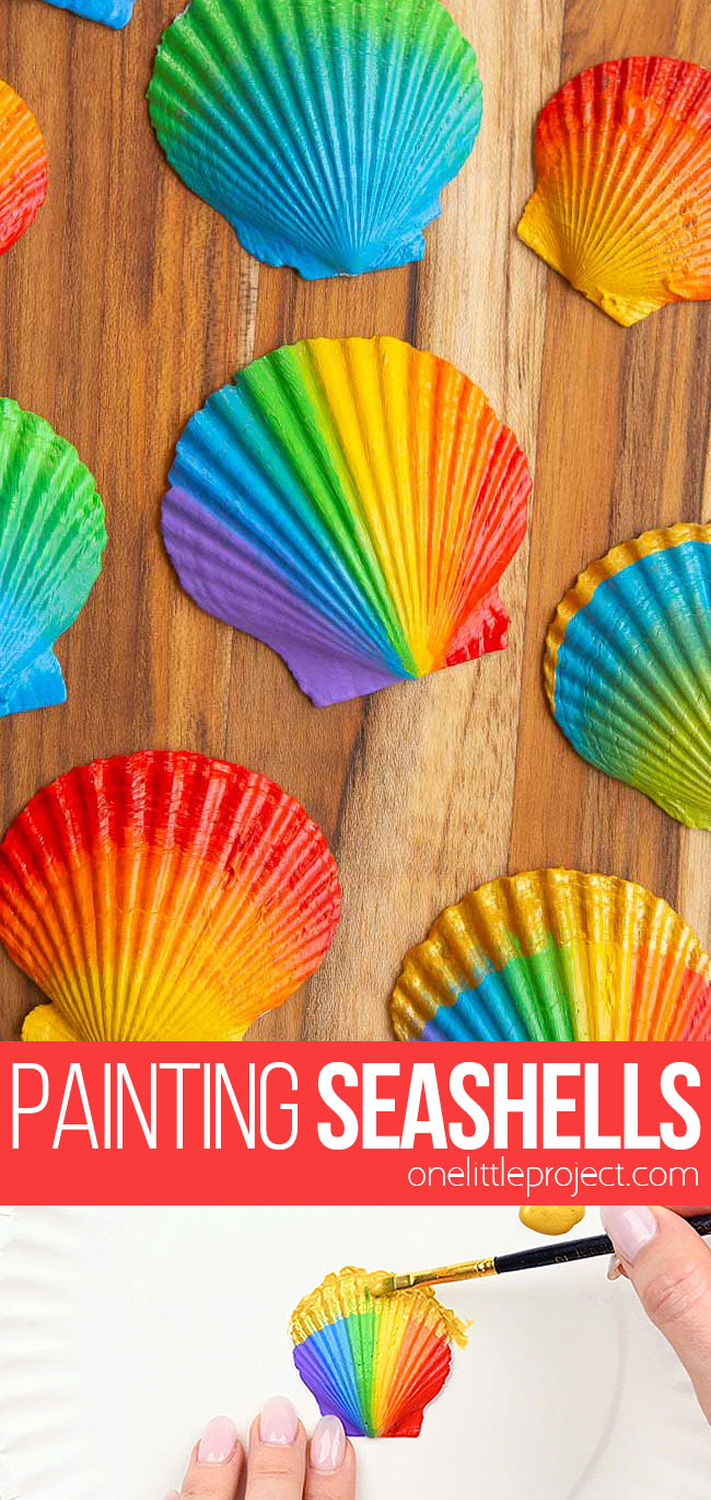 Pin collage image showing painting seashells