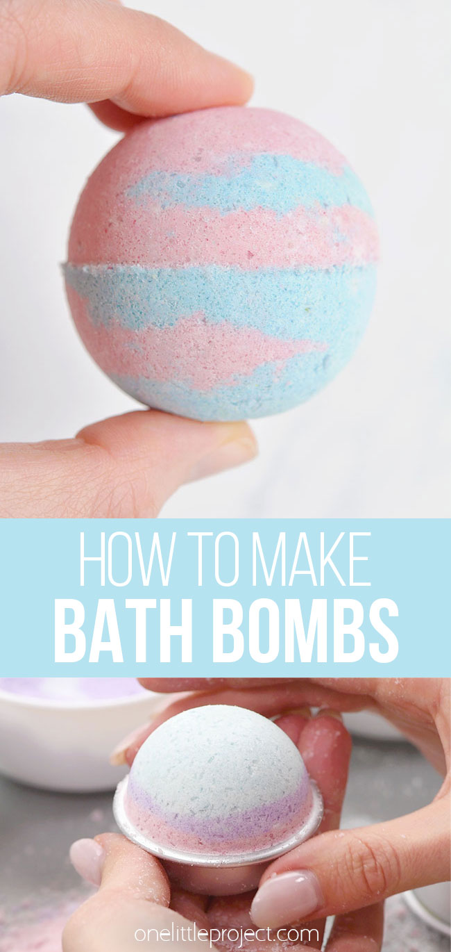Pin collage of how to make bath bombs recipe