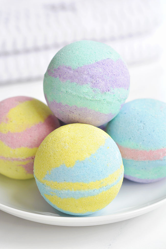 Bath bombs sitting in a pile