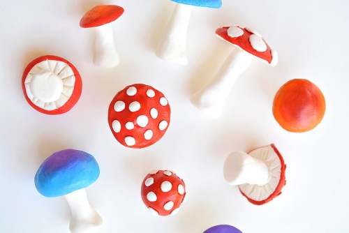 Collection of clay mushrooms