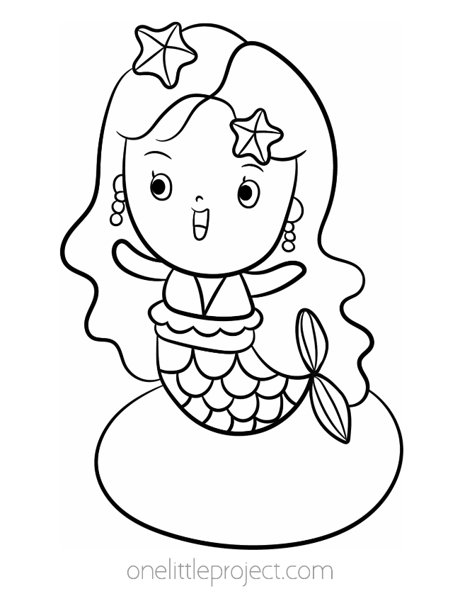 Excited mermaid accessorizes coloring pages