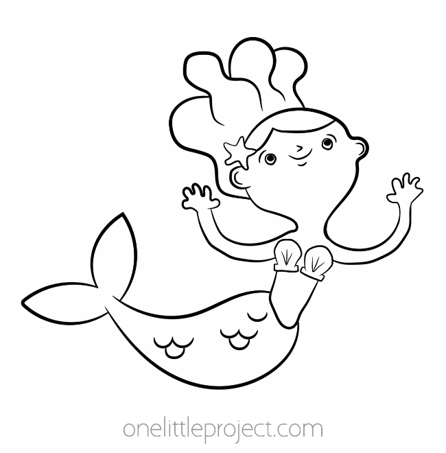 Interested mermaid looks up to land coloring pages