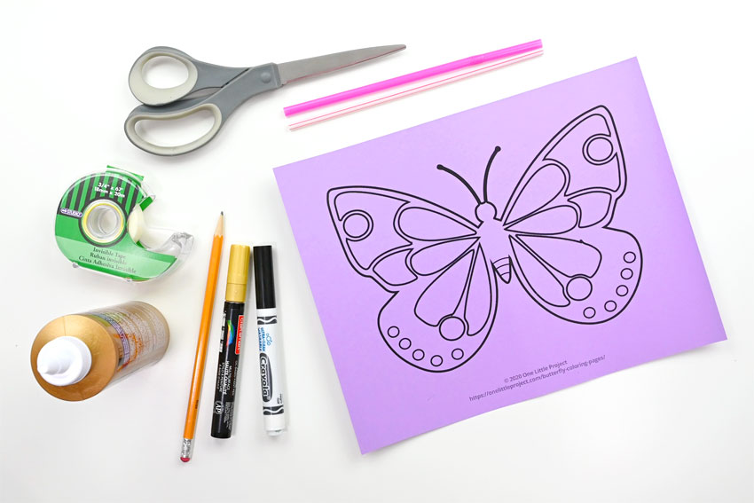 Supplies for making a flapping butterfly craft