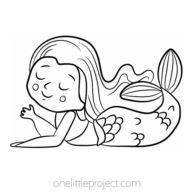 Mermaid relaxing coloring page for kids