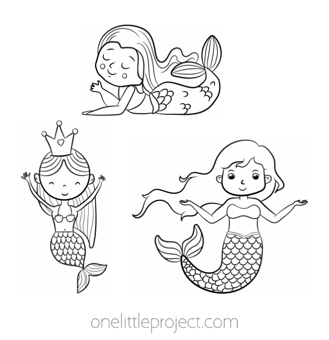 Group of mermaid friends coloring pages