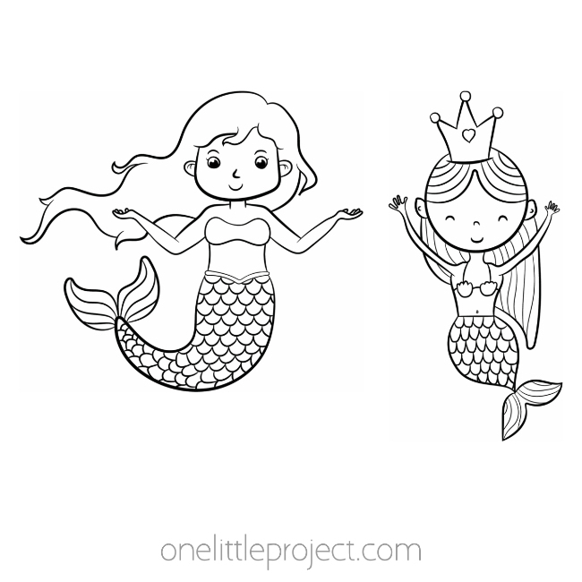 Two mermaid friends celebrate coloring pages