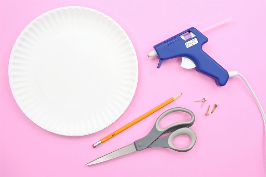 Supplies for making paper plate flowers