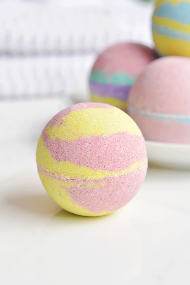 Pink and yellow bath bomb