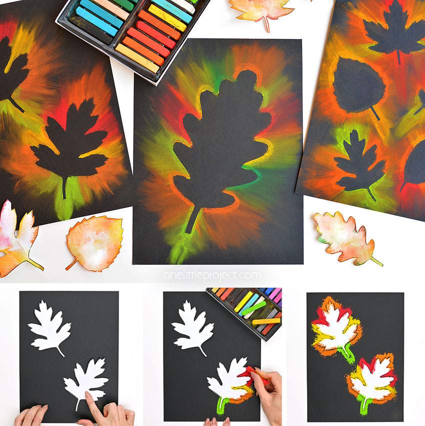 A collage of images showing how to make chalk pastel art