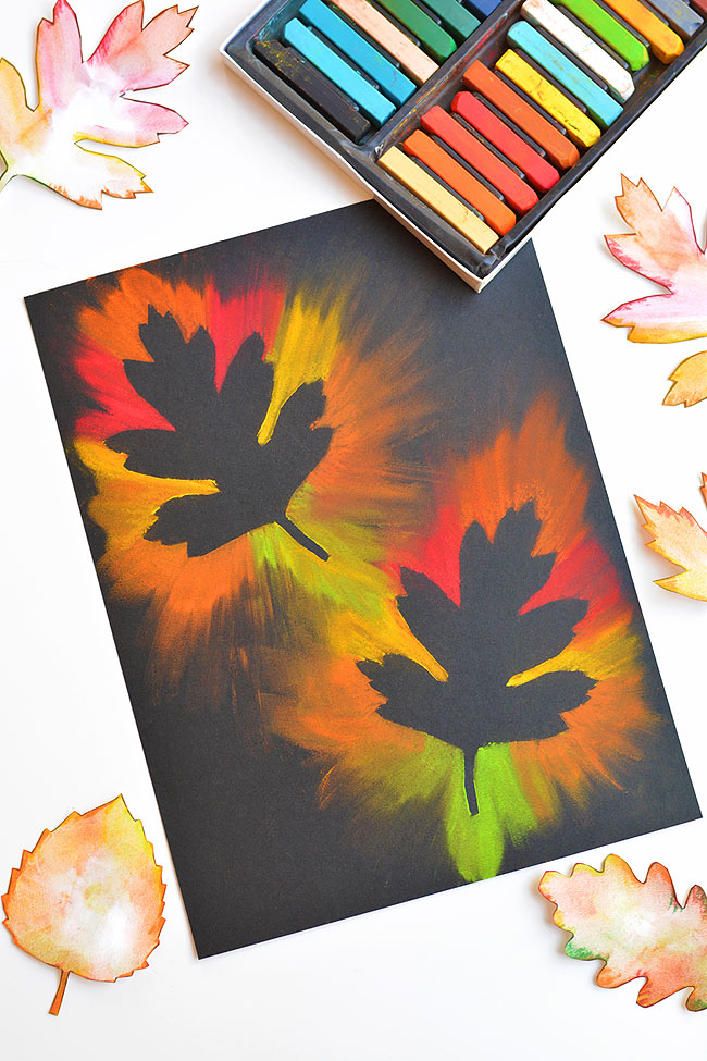 Fall leaf chalk pastel art