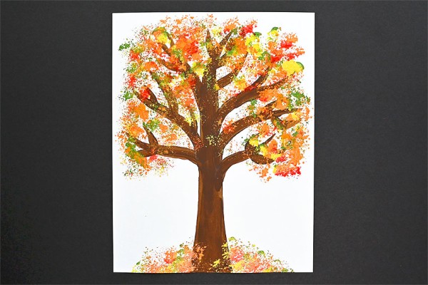 Easy Tree Painting for Kids | Fall Tree Painting with Broccoli