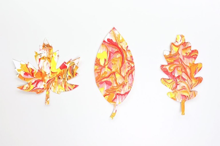 Marbled Fall Leaves Painting
