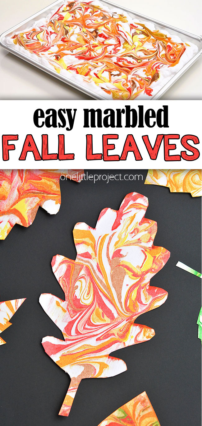 Pin images for easy marbled fall leaves