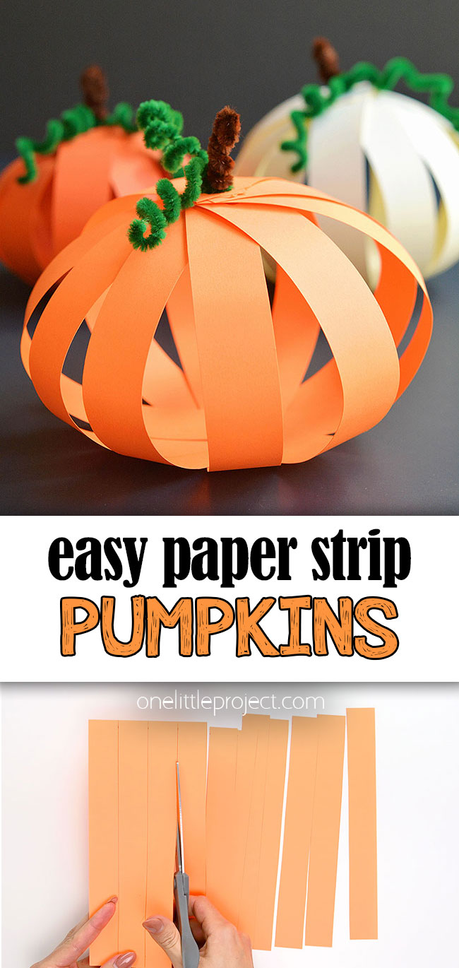 Easy paper strip pumpkins pin