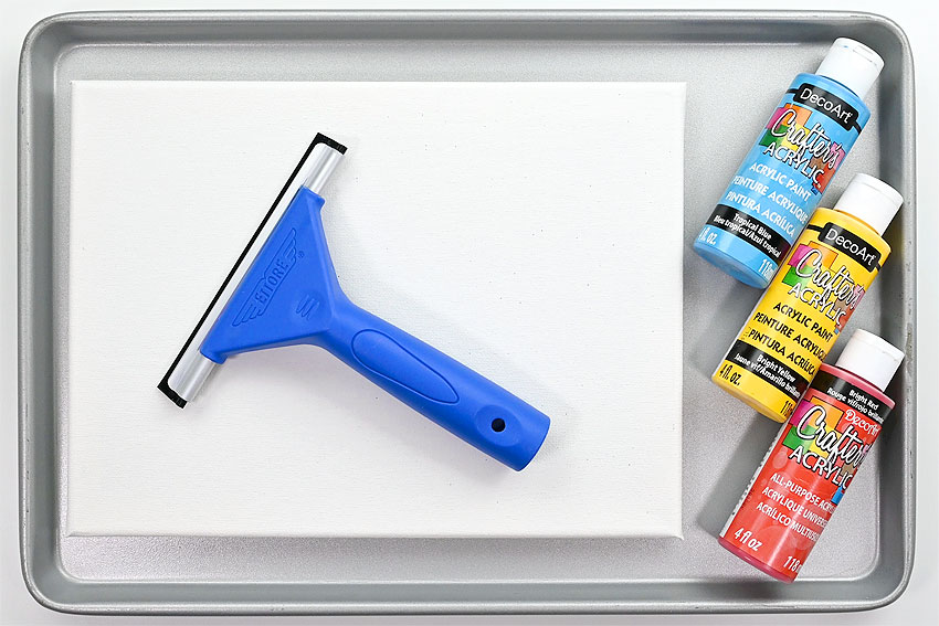 Supplies for making a squeegee painting