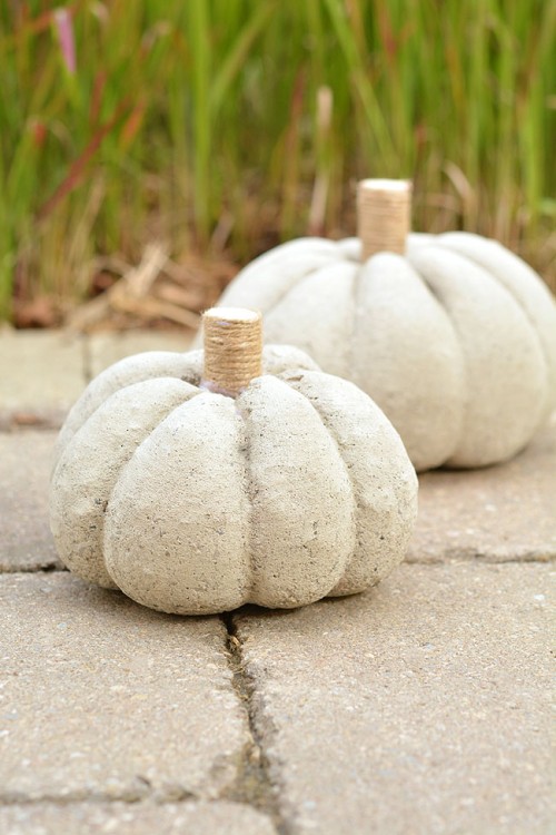 Pumpkin Crafts for Adults - Concrete Pumpkins