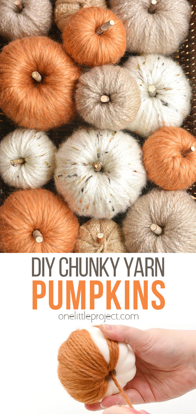 Pin image for DIY chunky yarn pumpkins