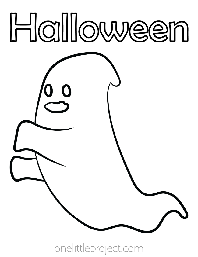 The word Halloween above a ghost
