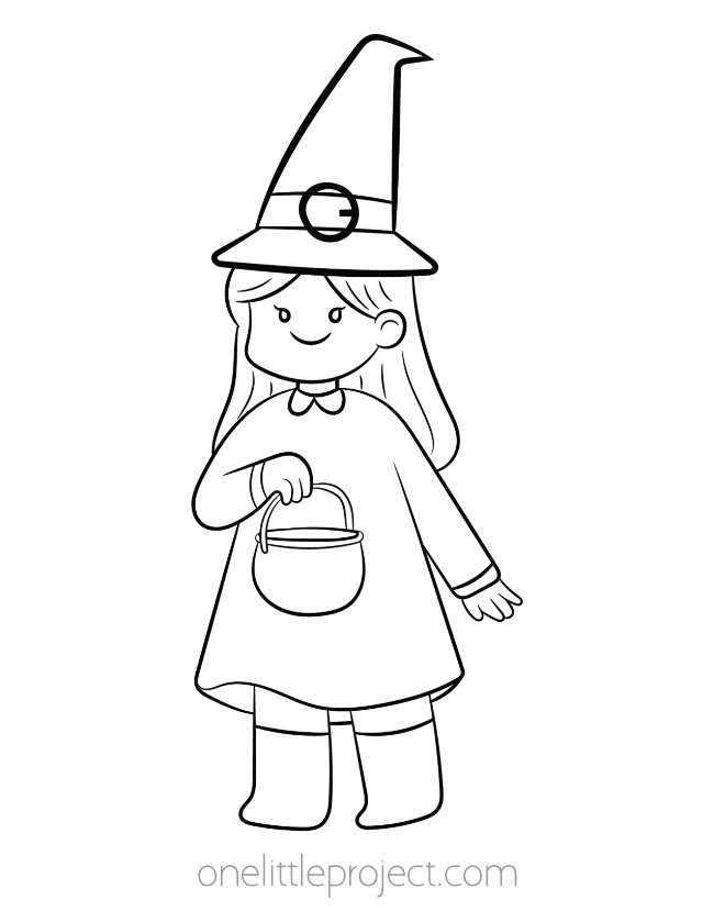 Little girl witch trick or treater