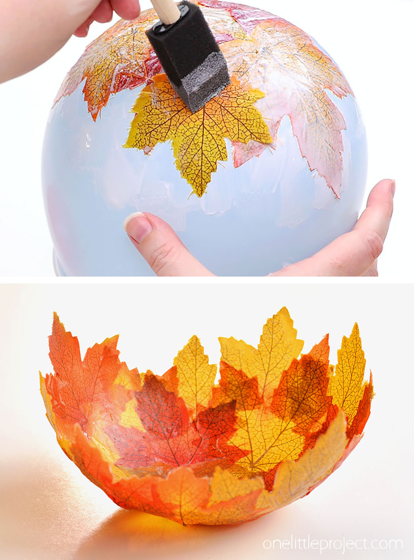 How to make a fall leaf bowl on a balloon