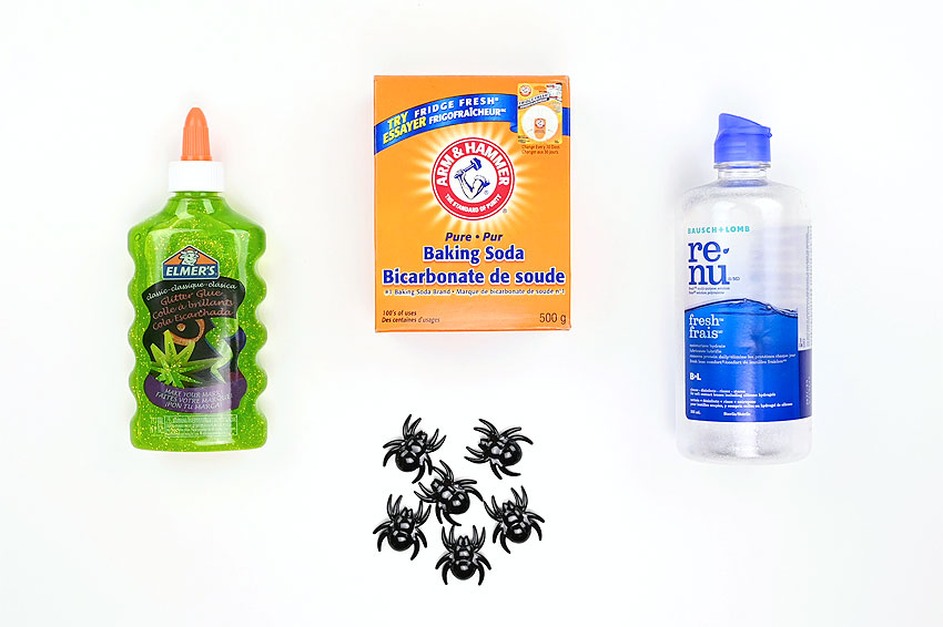 Supplies for making Halloween slime