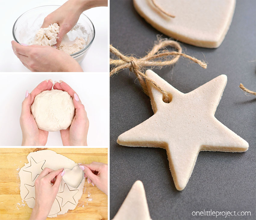 Collage of images showing how to make salt dough