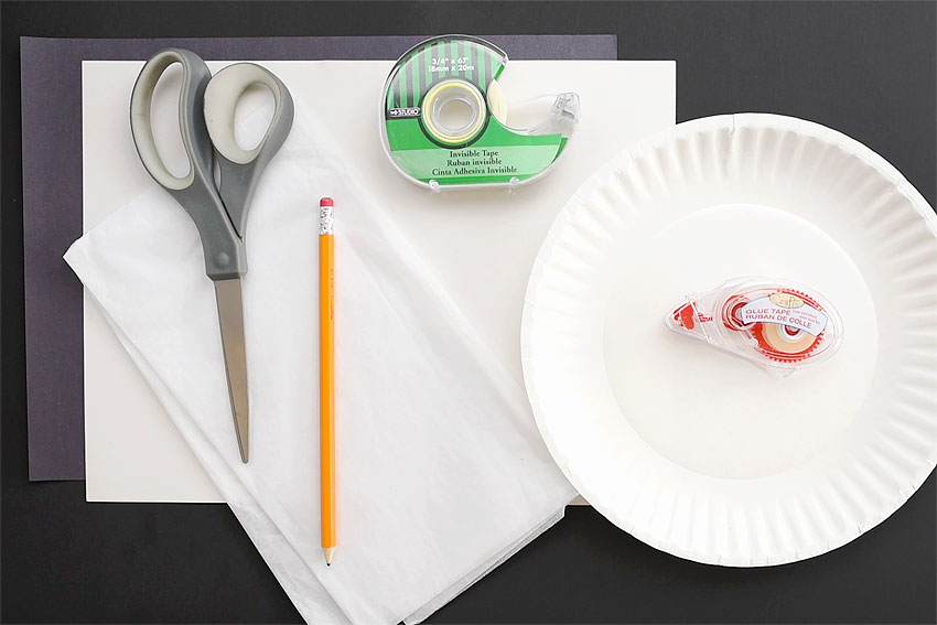 Supplies for making a paper plate handprint ghost