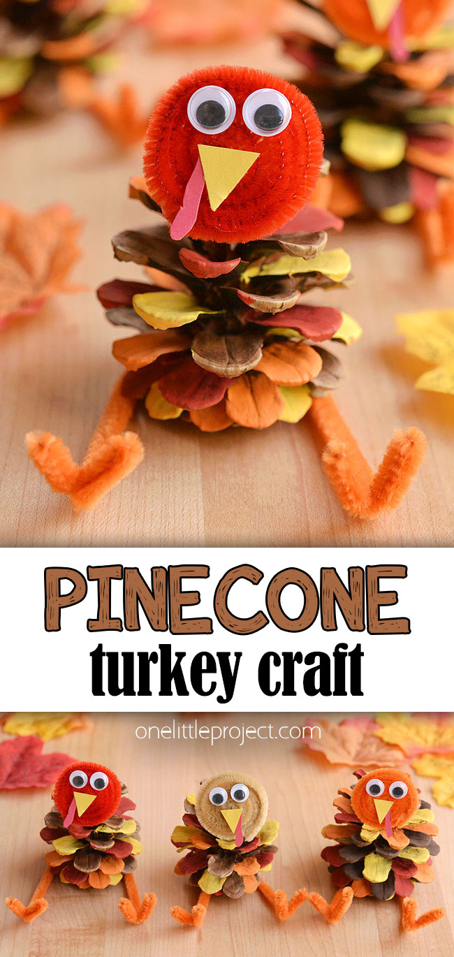 Collage image of a pinecone turkey