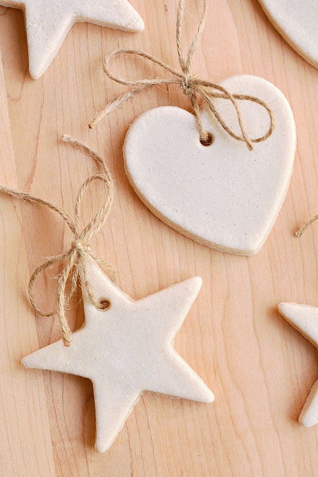 Salt dough ornaments on wooden background