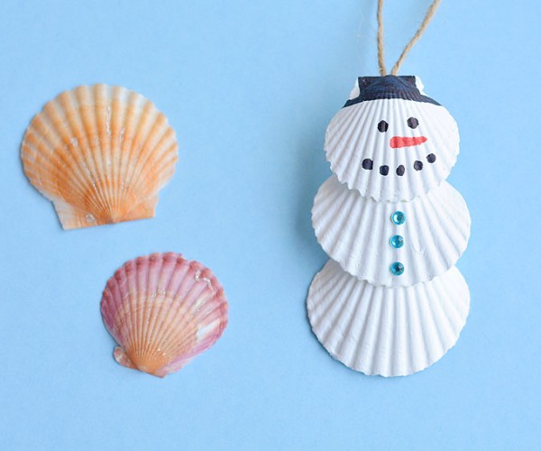 How to Make Seashell Snowman Ornaments