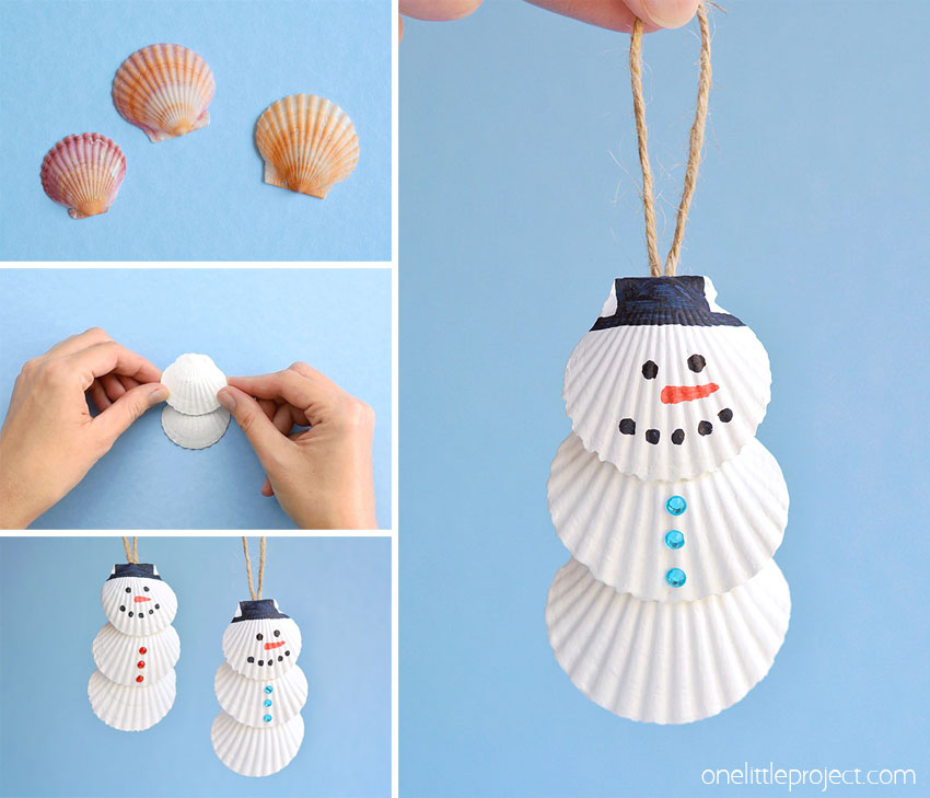 How to make seashell snowman ornaments