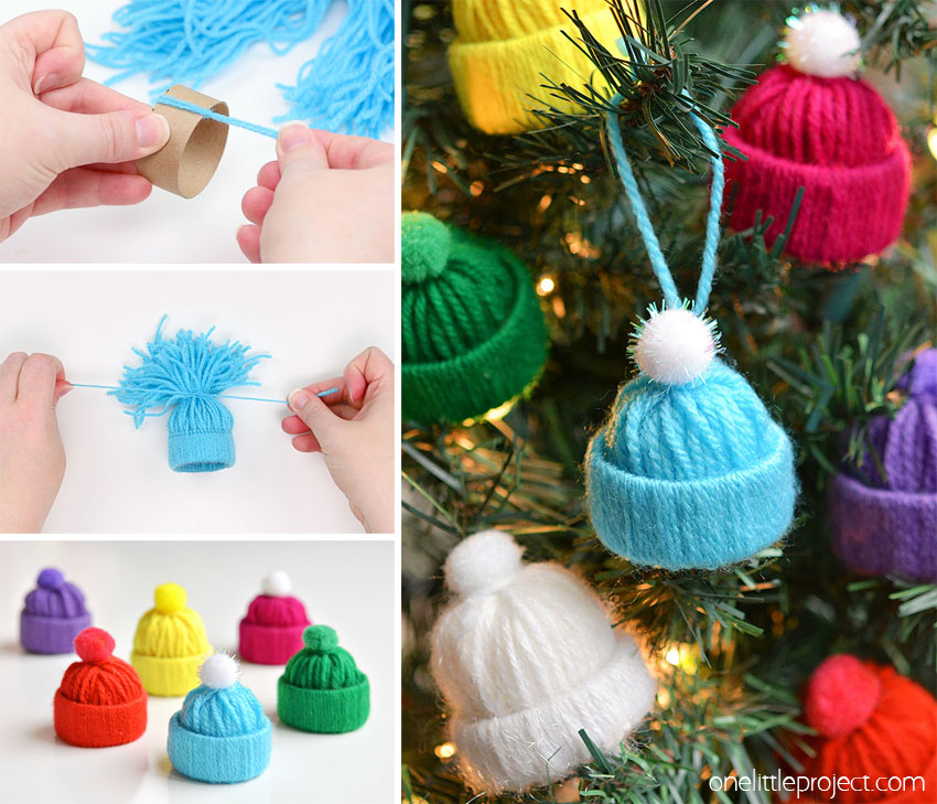How to make yarn hat ornaments